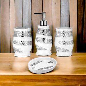 New/Never Used   4-Piece Glam Bathroom Accessory Set